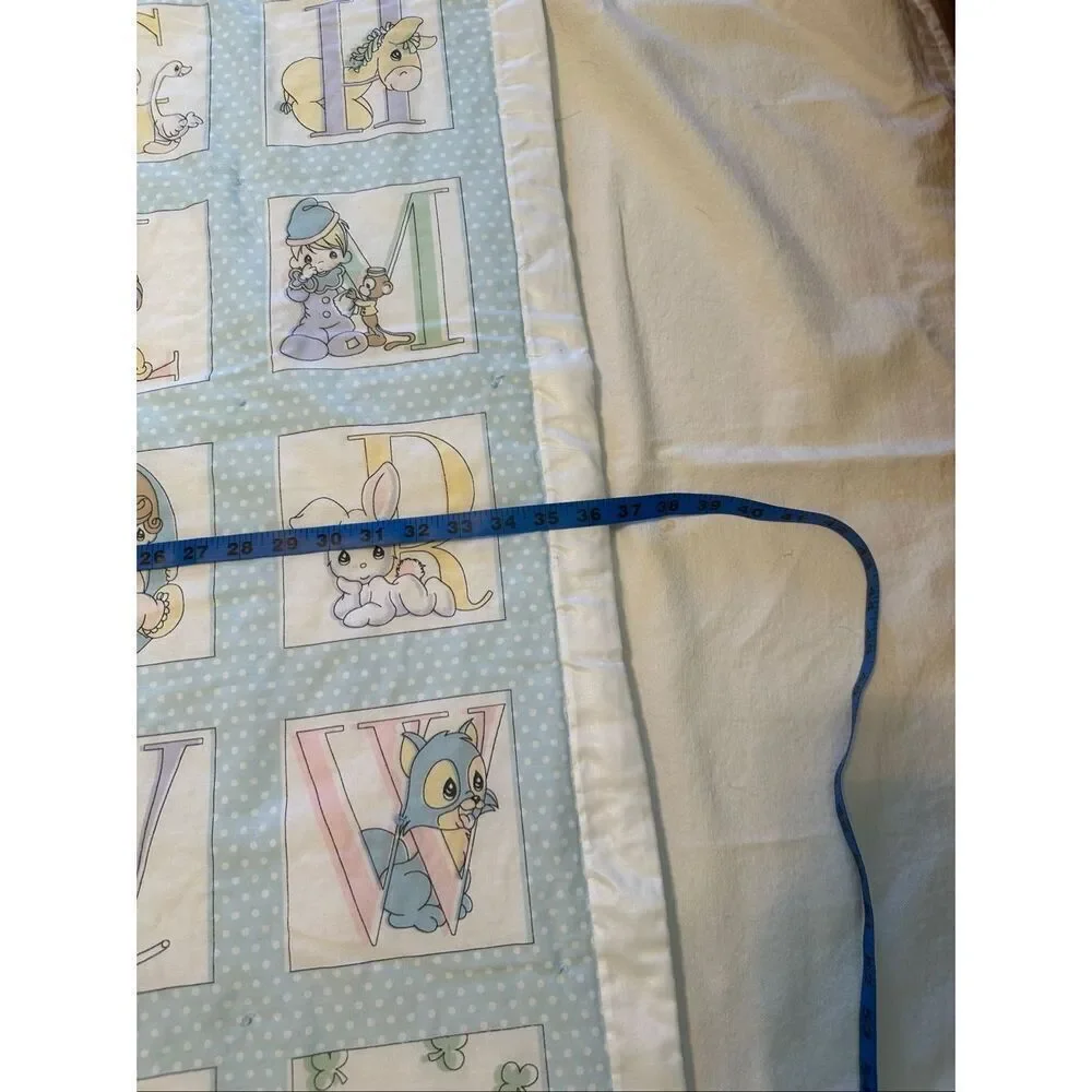 Handmade Multicolor Precious Moments Alphabet ABC Nursery Quilt 47.5